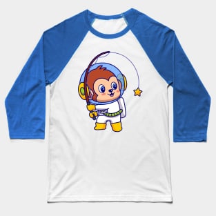 Monkey Astronaut Fishing Star Baseball T-Shirt